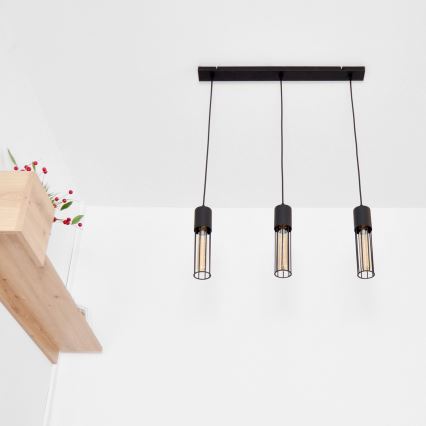 Lámpara colgante MELODY 3xE27/15W/230V negro