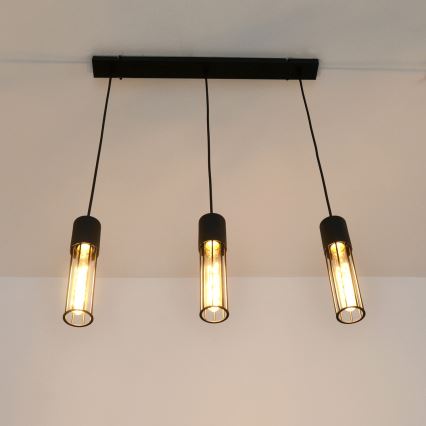 Lámpara colgante MELODY 3xE27/15W/230V negro