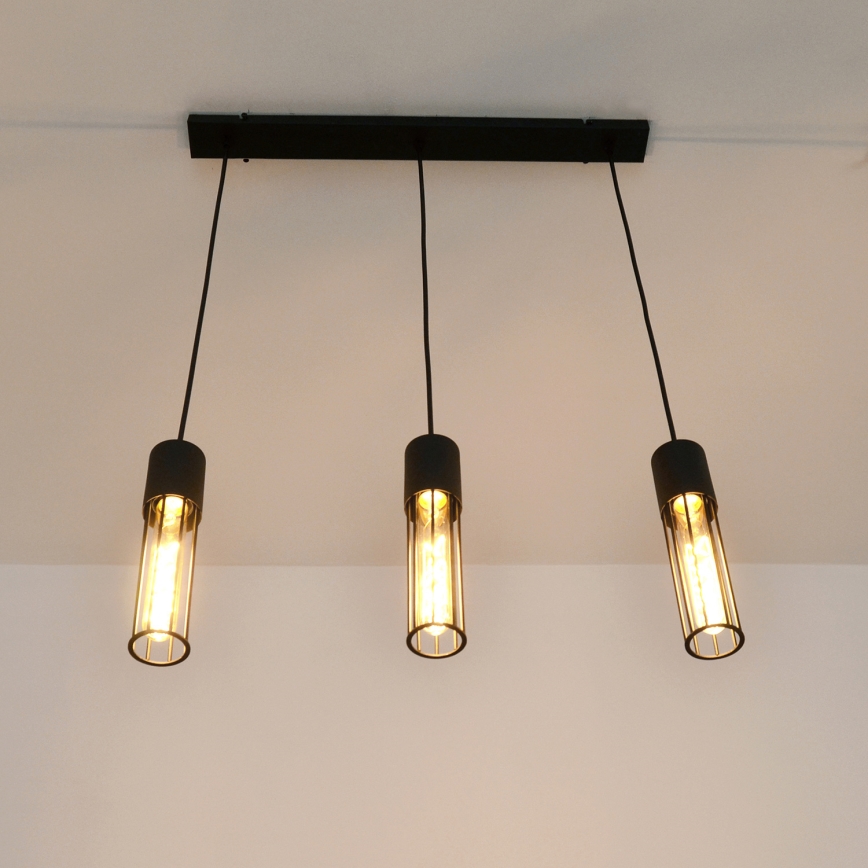 Lámpara colgante MELODY 3xE27/15W/230V negro
