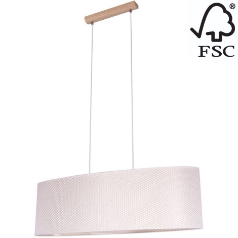 Lámpara colgante MERCEDES 2xE27/40W/230V color crema/roble – FSC Certificado