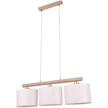 Lámpara colgante MERCEDES 3xE27/40W/230V color crema/roble