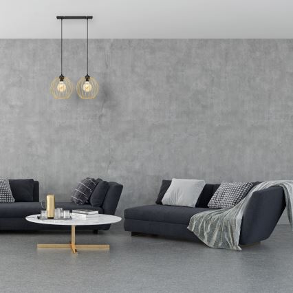 Lámpara colgante MERCURE 2xE27/15W/230V dorado/negro
