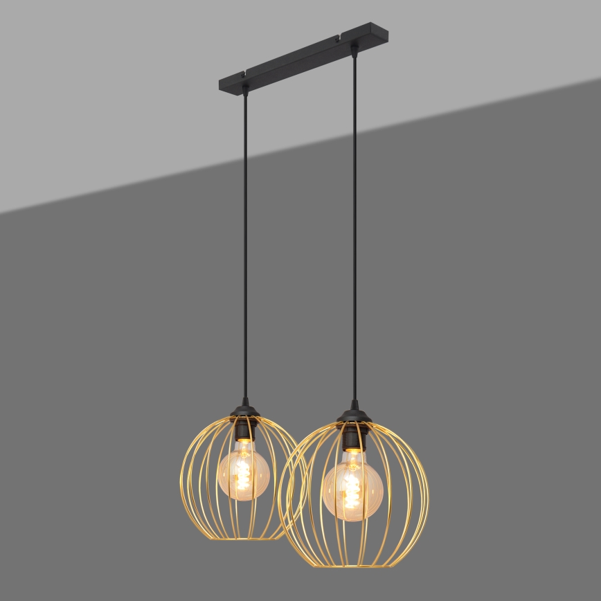 Lámpara colgante MERCURE 2xE27/15W/230V dorado/negro