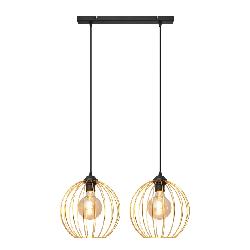 Lámpara colgante MERCURE 2xE27/15W/230V dorado/negro