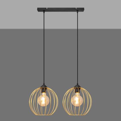 Lámpara colgante MERCURE 2xE27/15W/230V dorado/negro