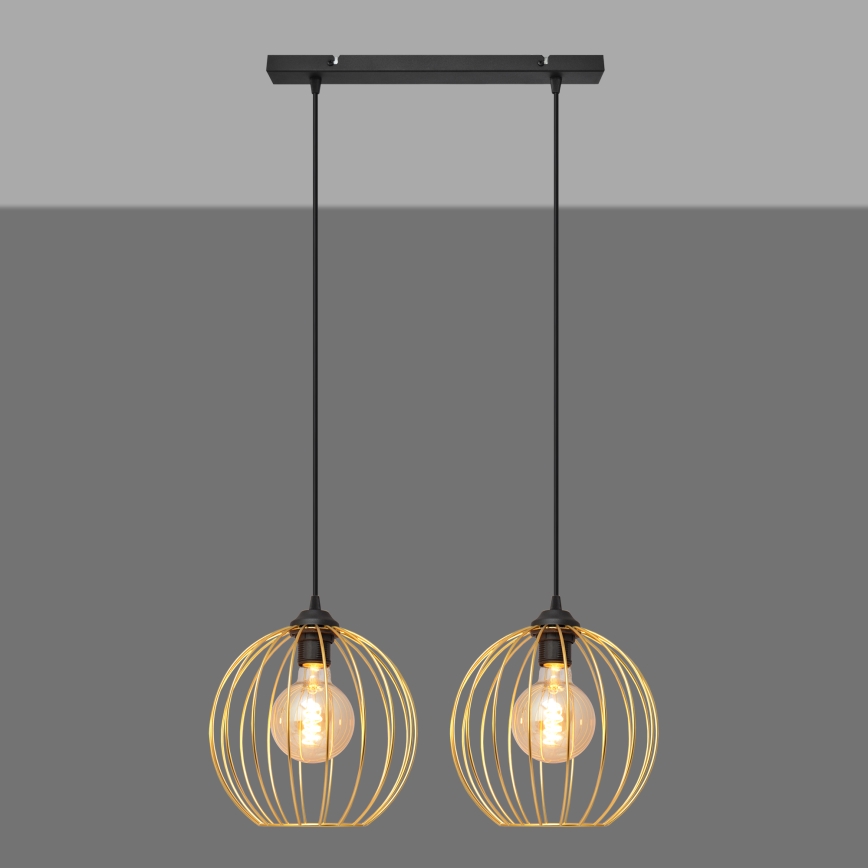 Lámpara colgante MERCURE 2xE27/15W/230V dorado/negro