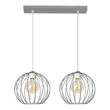 Lámpara colgante MERCURE 2xE27/15W/230V gris