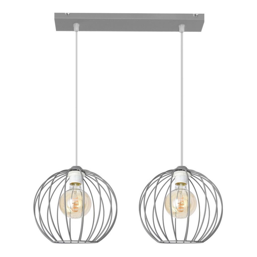 Lámpara colgante MERCURE 2xE27/15W/230V gris