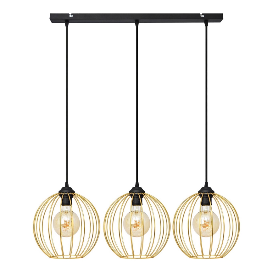 Lámpara colgante MERCURE 3xE27/15W/230V dorado/negro