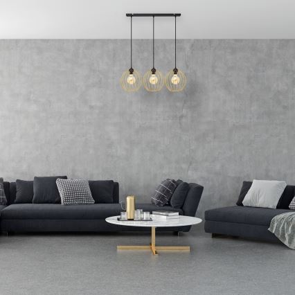 Lámpara colgante MERCURE 3xE27/15W/230V dorado/negro