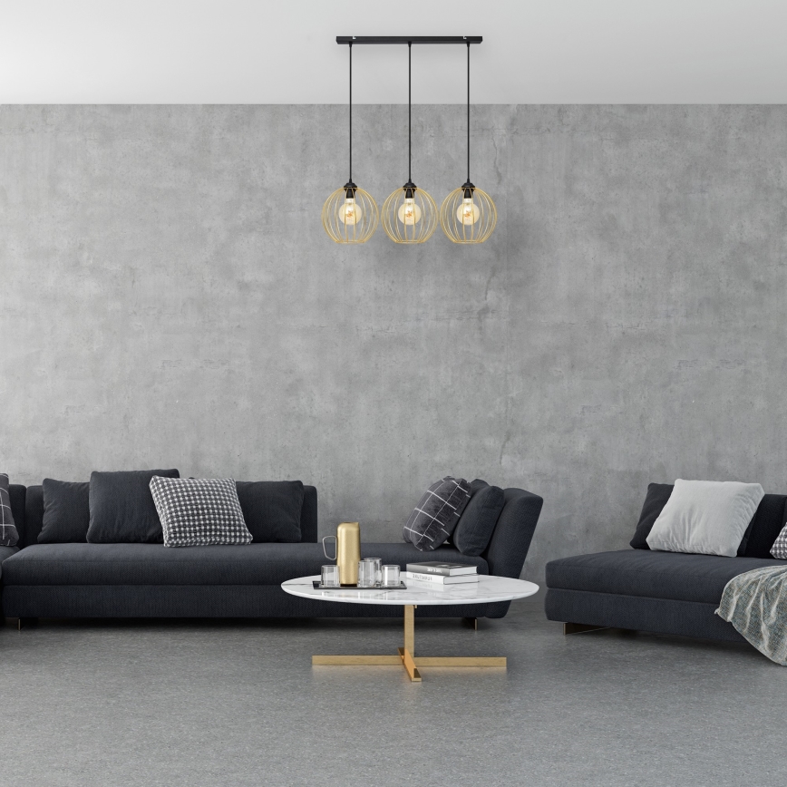 Lámpara colgante MERCURE 3xE27/15W/230V dorado/negro