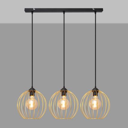 Lámpara colgante MERCURE 3xE27/15W/230V dorado/negro