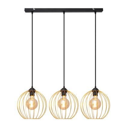 Lámpara colgante MERCURE 3xE27/15W/230V dorado/negro