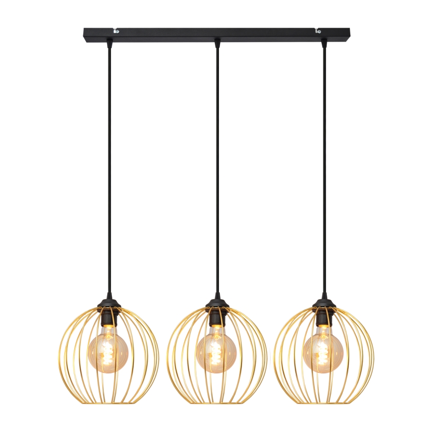 Lámpara colgante MERCURE 3xE27/15W/230V dorado/negro