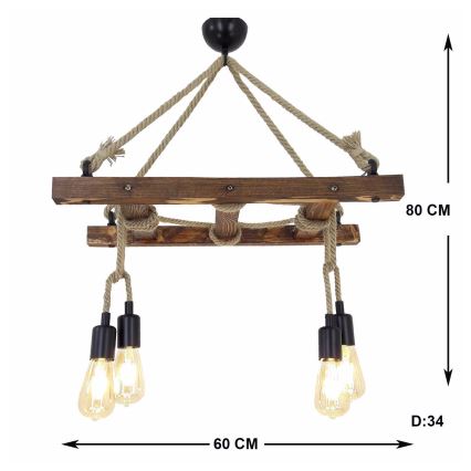 Lámpara colgante MERDIVEN 4xE27/40W/230V