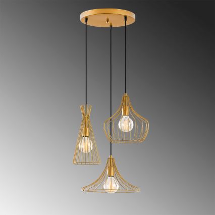 Lámpara colgante MEZOPOTAMYA 3xE27/40W/230V dorado
