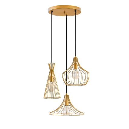 Lámpara colgante MEZOPOTAMYA 3xE27/40W/230V dorado
