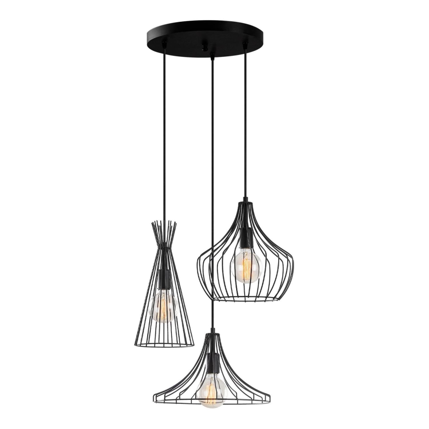 Lámpara colgante MEZOPOTAMYA 3xE27/40W/230V negro