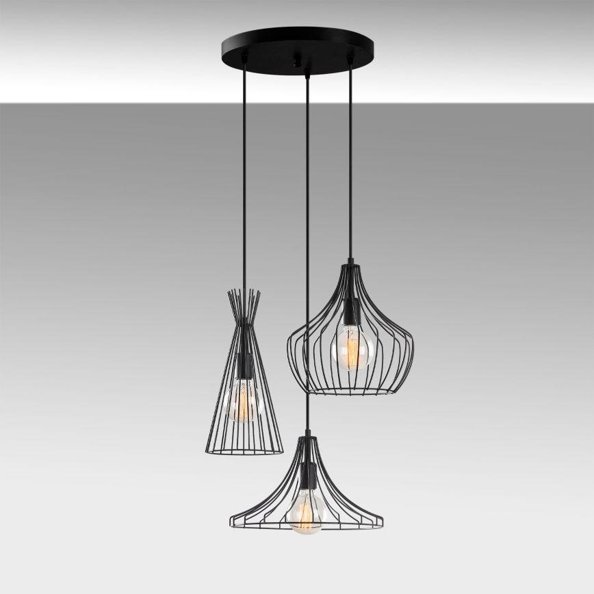 Lámpara colgante MEZOPOTAMYA 3xE27/40W/230V negro