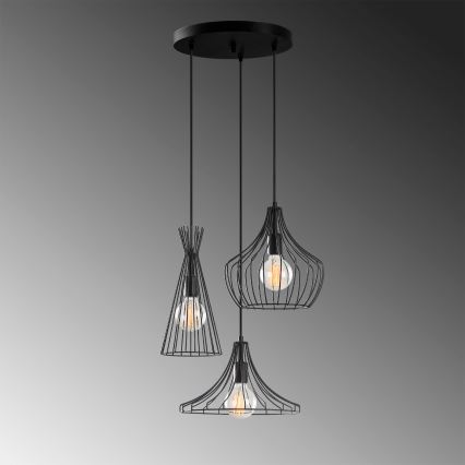 Lámpara colgante MEZOPOTAMYA 3xE27/40W/230V negro