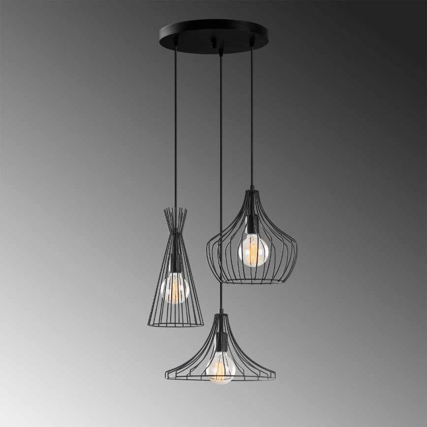 Lámpara colgante MEZOPOTAMYA 3xE27/40W/230V negro