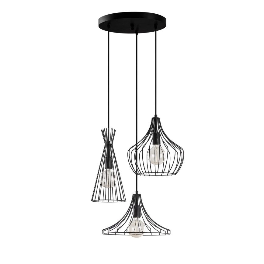 Lámpara colgante MEZOPOTAMYA 3xE27/40W/230V negro