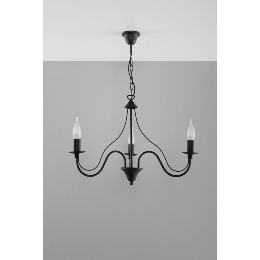 Lámpara colgante MINERWA 3 3xE14/40W/230V negro