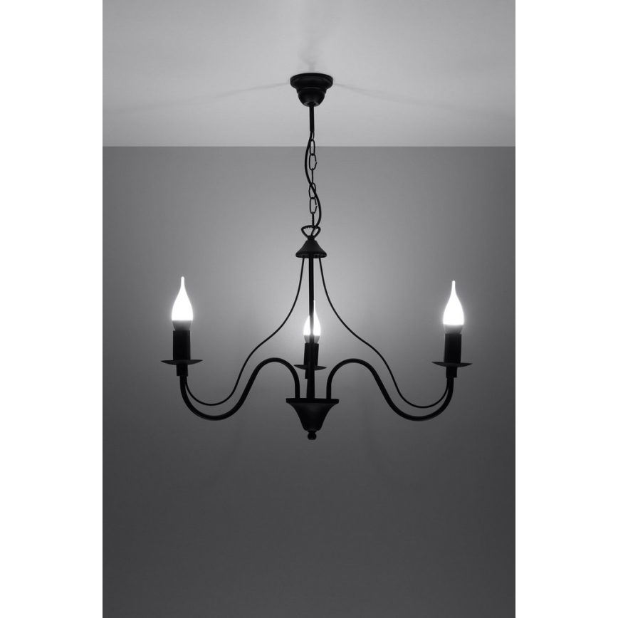 Lámpara colgante MINERWA 3 3xE14/40W/230V negro