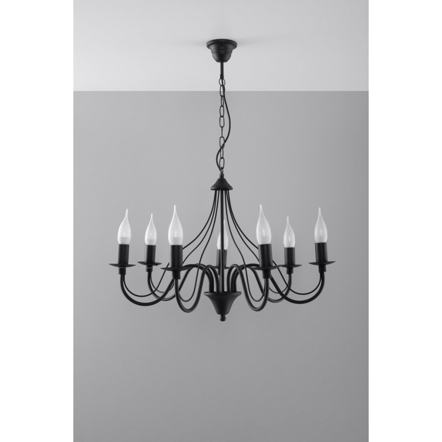 Lámpara colgante MINERWA 7 7xE14/40W/230V negro