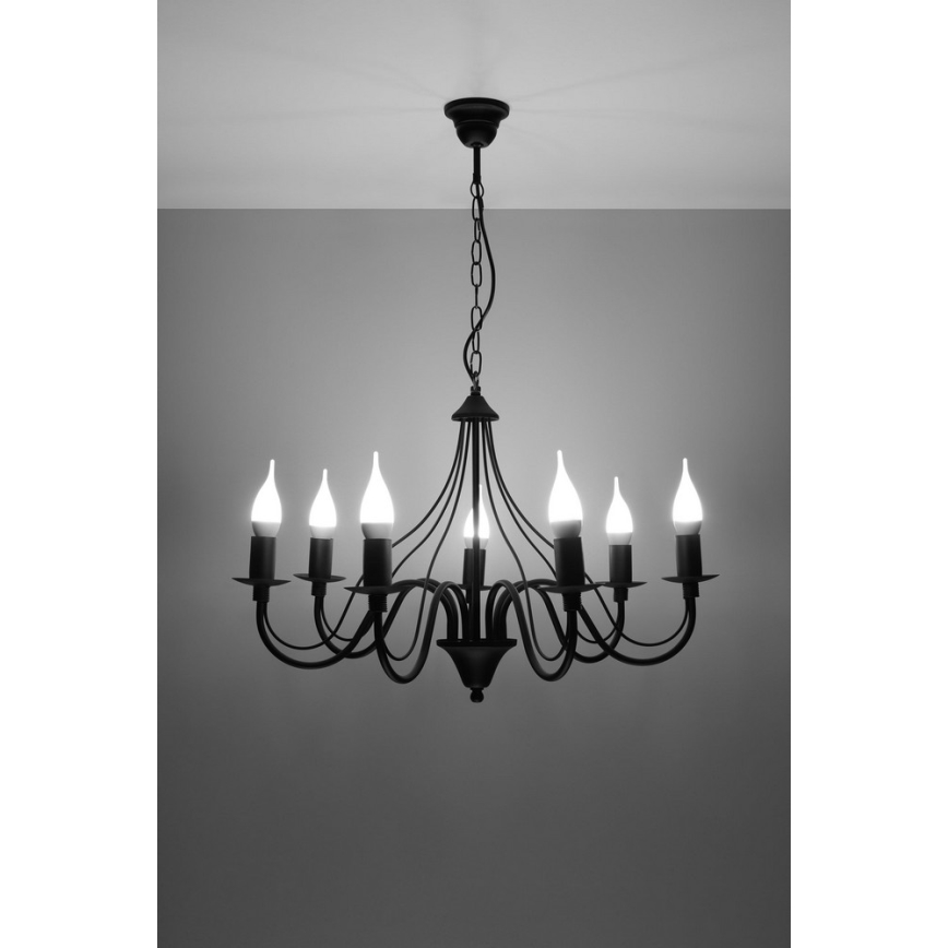Lámpara colgante MINERWA 7 7xE14/40W/230V negro