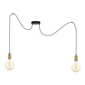 Lámpara colgante MIROS 2xE27/60W/230V araña negro/dorado