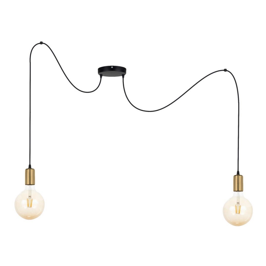 Lámpara colgante MIROS 2xE27/60W/230V araña negro/dorado