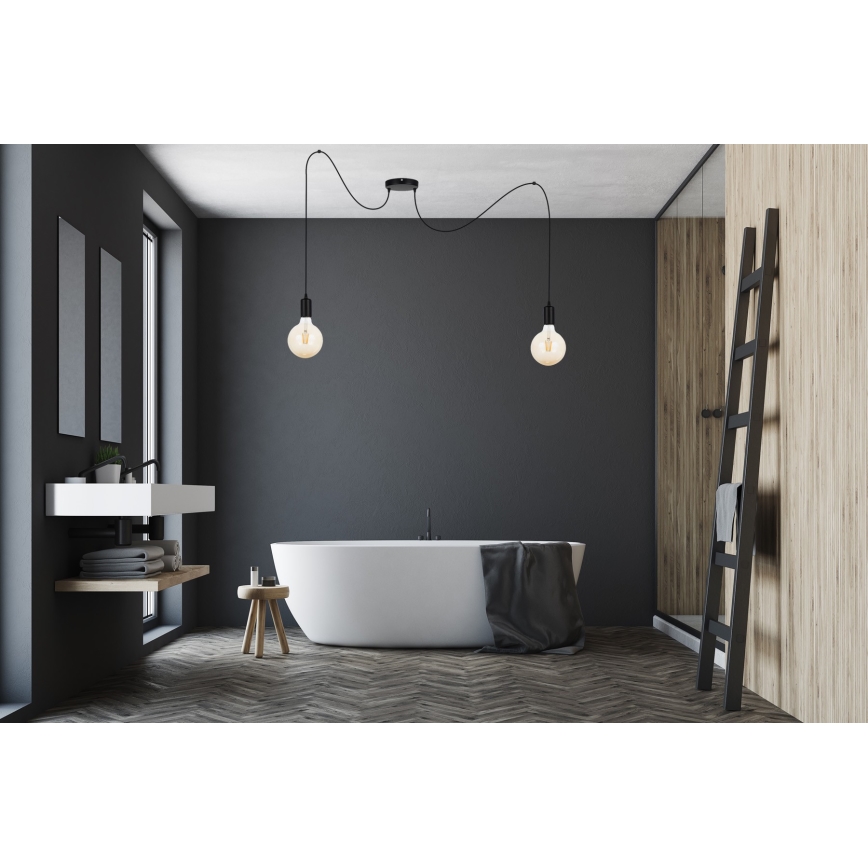Lámpara colgante MIROS 2xE27/60W/230V araña negro