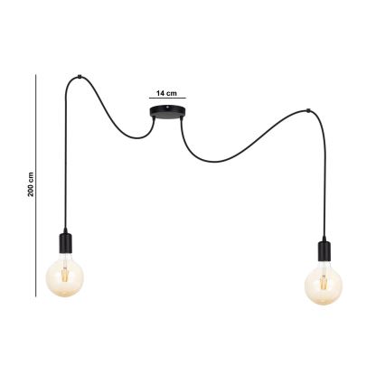 Lámpara colgante MIROS 2xE27/60W/230V araña negro