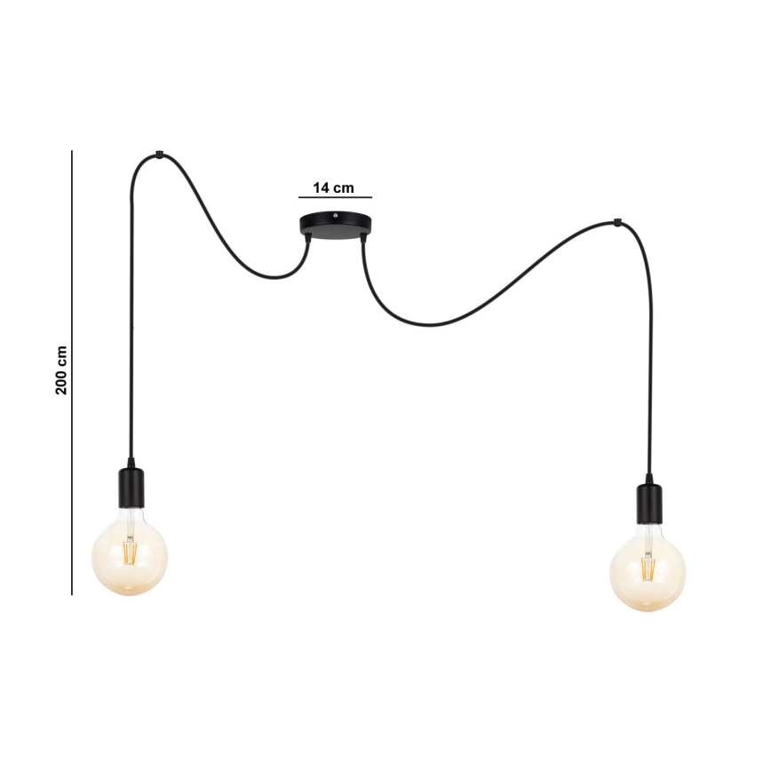 Lámpara colgante MIROS 2xE27/60W/230V araña negro