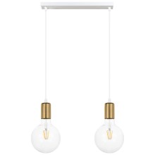Lámpara colgante MIROS 2xE27/60W/230V blanco/dorado