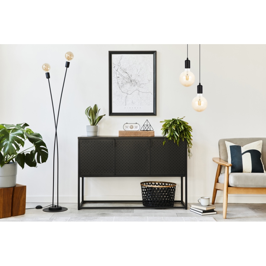 Lámpara colgante MIROS 2xE27/60W/230V redondo negro