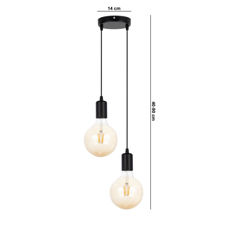 Lámpara colgante MIROS 2xE27/60W/230V redondo negro
