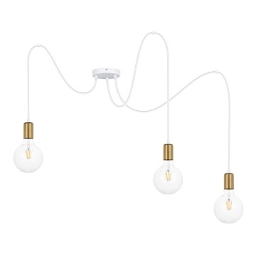 Lámpara colgante MIROS 3xE27/60W/230V araña blanco/dorado