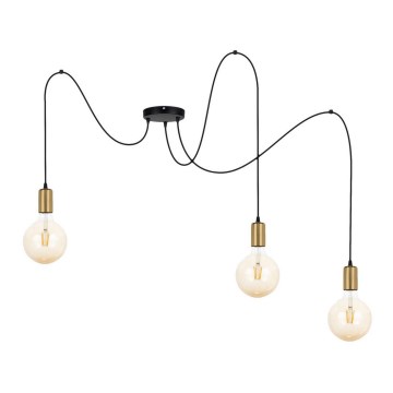 Lámpara colgante MIROS 3xE27/60W/230V araña negro/dorado