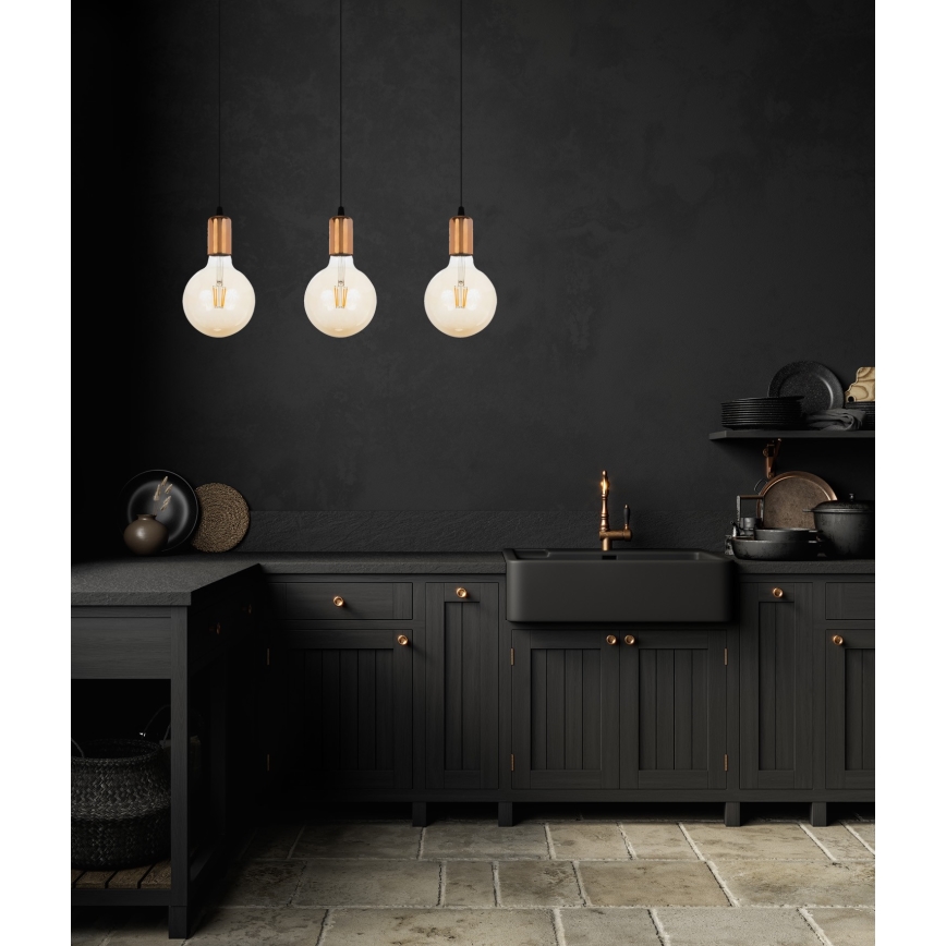 Lámpara colgante MIROS 3xE27/60W/230V negro/cobre