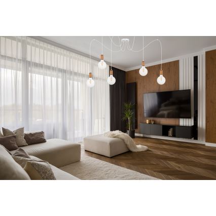 Lámpara colgante MIROS 5xE27/60W/230V araña blanco/cobre
