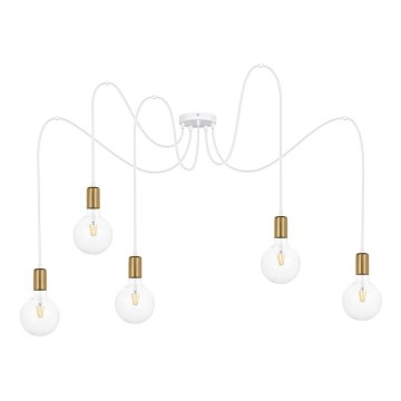 Lámpara colgante MIROS 5xE27/60W/230V araña blanco/dorado