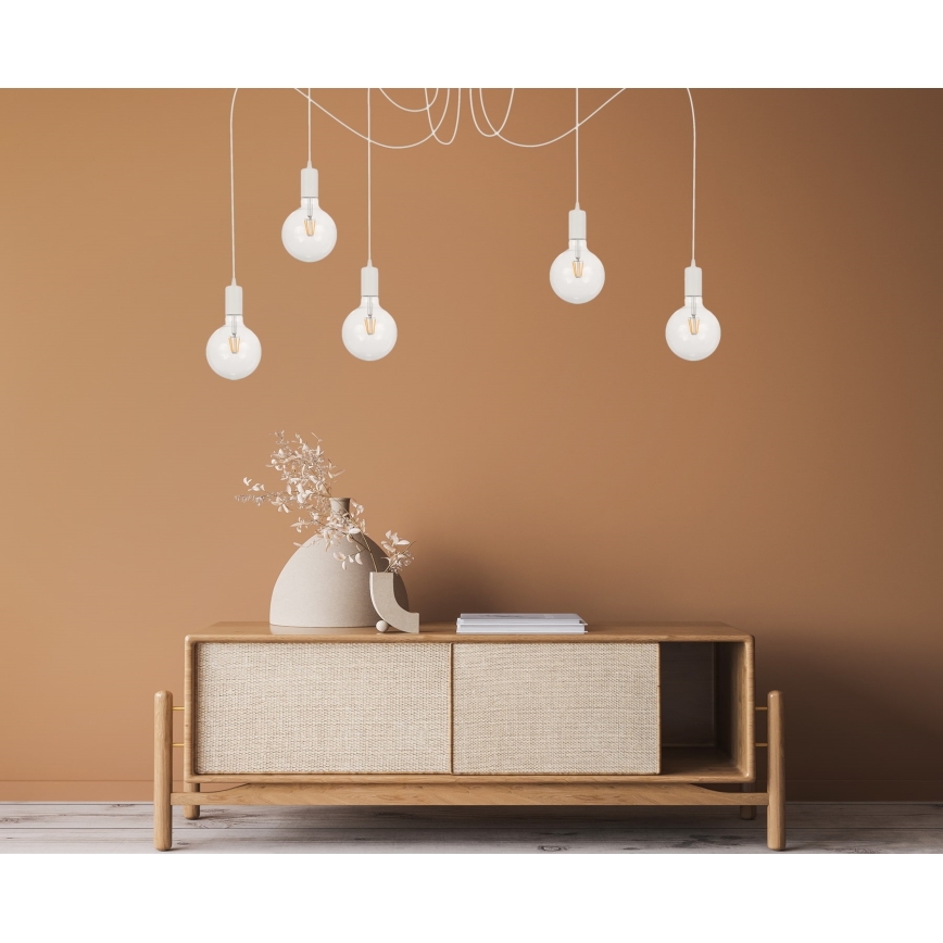 Lámpara colgante MIROS 5xE27/60W/230V araña blanco