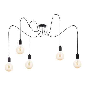Lámpara colgante MIROS 5xE27/60W/230V araña negro