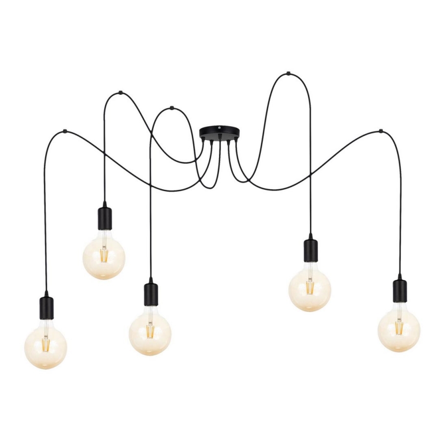 Lámpara colgante MIROS 5xE27/60W/230V araña negro