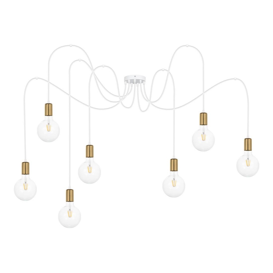 Lámpara colgante MIROS 7xE27/60W/230V araña blanco/dorado