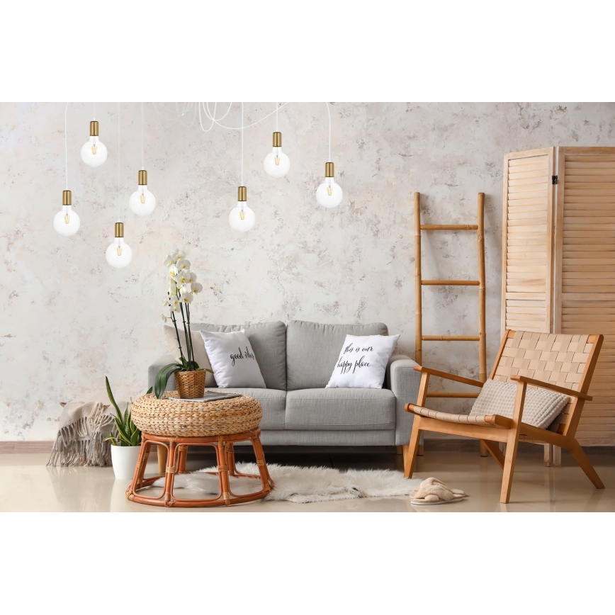 Lámpara colgante MIROS 7xE27/60W/230V araña blanco/dorado
