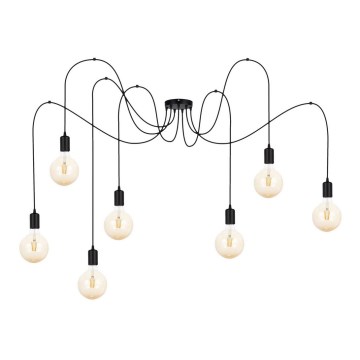 Lámpara colgante MIROS 7xE27/60W/230V araña negro