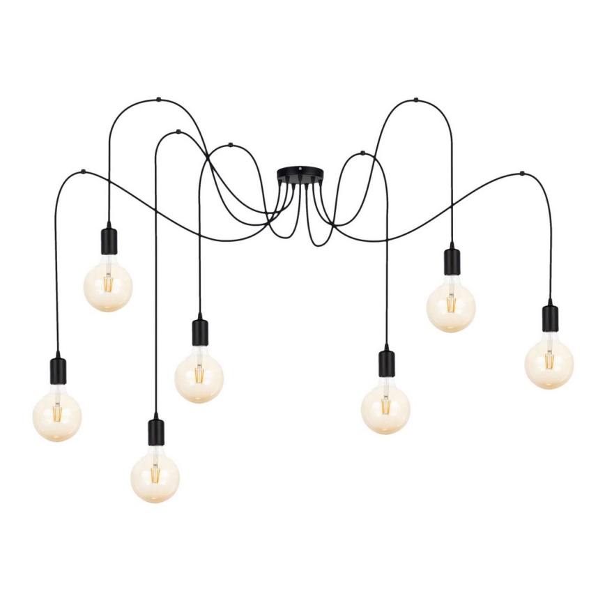 Lámpara colgante MIROS 7xE27/60W/230V araña negro